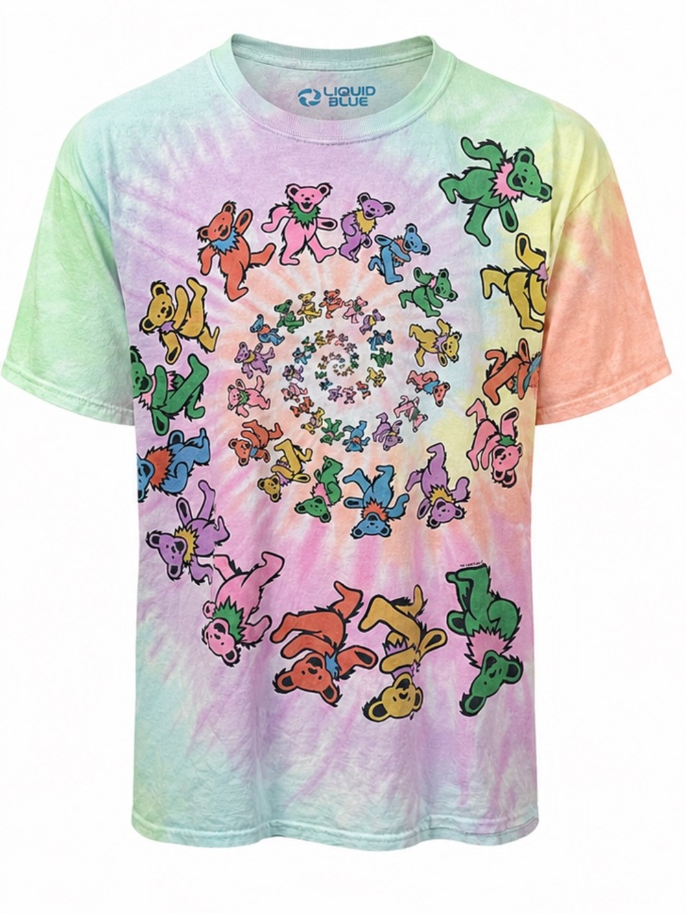 Vintage Liquid Blue Grateful Dead Dancing Bears Tie Dye Tee S/M 1995 oversized